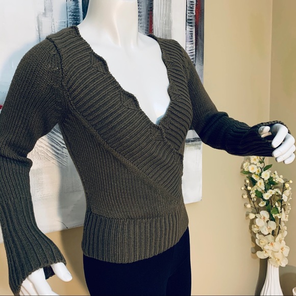 Promod Taupe Knot V-neck Crop Sweater - Picture 2 of 5